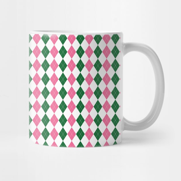 Green Pink and White Argyle Pattern Diamond Checks by squeakyricardo